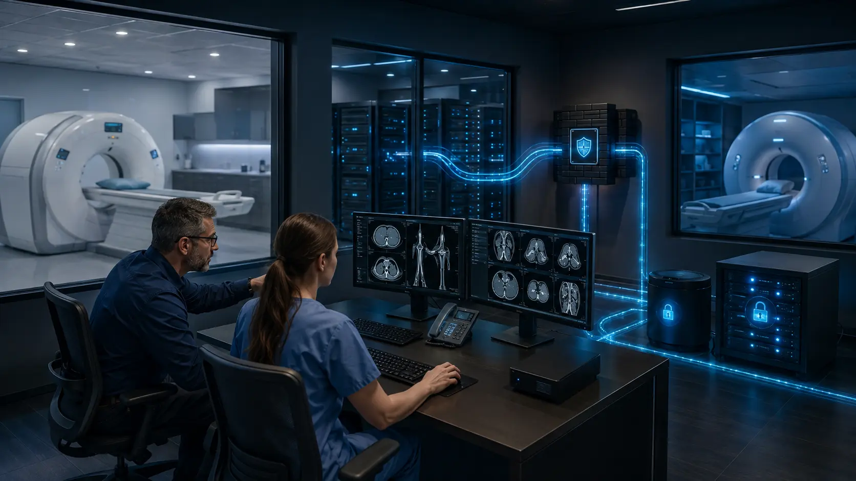 Sicher vernetzte CT- und MRT-Systeme mit Praxissoftware und Datensicherung